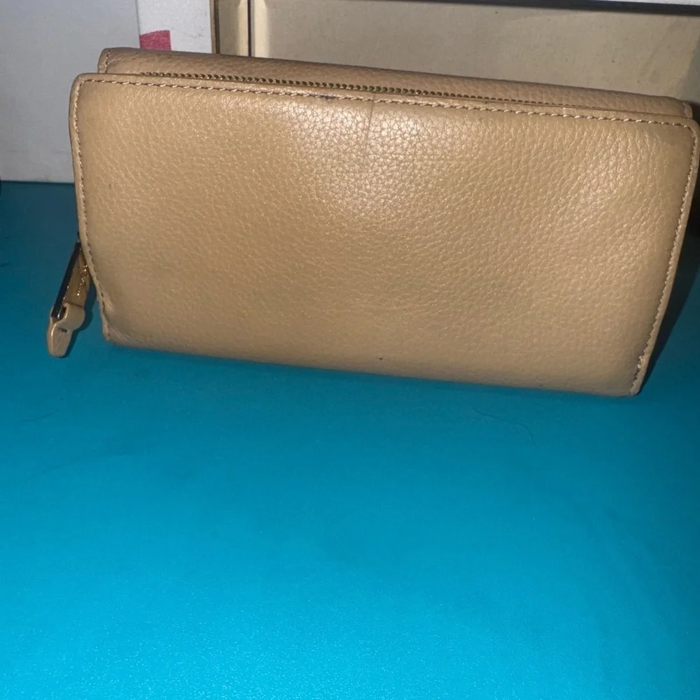 Cole Haan Tan Leather Wallet with Gold Accents
